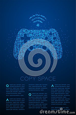 Gamepad or joypad shape Particle Geometric Bokeh circle dot pixel pattern, Esports game controller design blue color illustration Vector Illustration