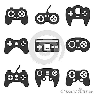 Gamepads Icon Set on White Background. Vector Vector Illustration