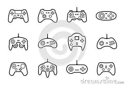 Gamepads Icons in Thin Line Style Vector Illustration