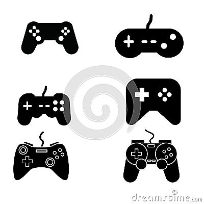 Gamepads vector icons set in black style Vector Illustration