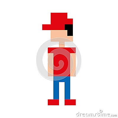 gamer avatar pixel isolated icon design Cartoon Illustration