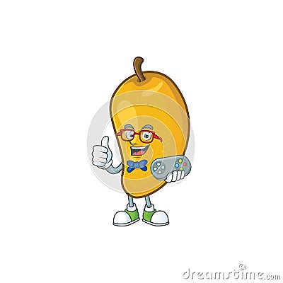 Gamer character mango fruit with cartoon mascot Vector Illustration