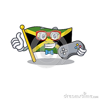 Gamer flag jamaica character shaped on mascot Vector Illustration