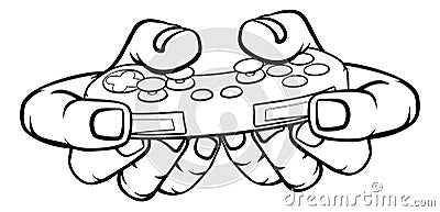 Gamer Hand Holding Video Gaming Game Controller Vector Illustration