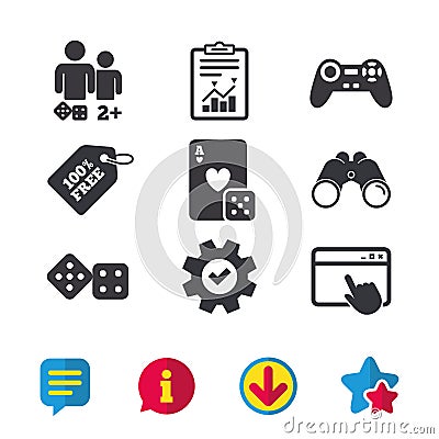 Gamer icons. Board games players. Vector Illustration