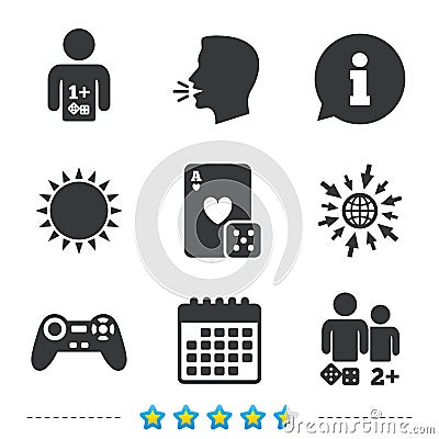 Gamer icons. Board games players. Vector Illustration