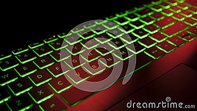 Gamer Keyboard colorful RGB lights, Gamming PC Computer. Stock Photo