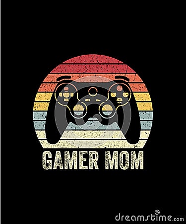 Gamer Mom Retro vintage Style Mothers day T-shirt Design Stock Photo