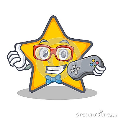 Gamer star character cartoon style Vector Illustration