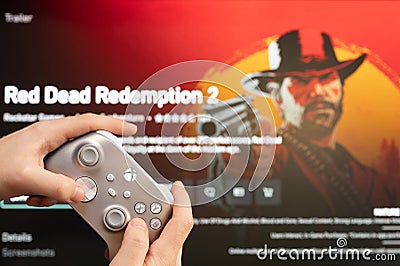 Gamer start new Red Dead Redemption Game Editorial Stock Photo
