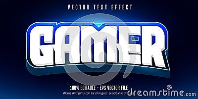 Gamer text, e-sport style editable text effect Vector Illustration