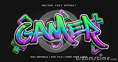 Gamer text graffiti style Vector Illustration