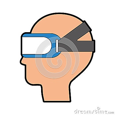 Gamer with virtual reality glasses Vector Illustration