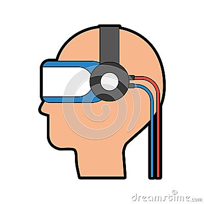 Gamer with virtual reality glasses Vector Illustration