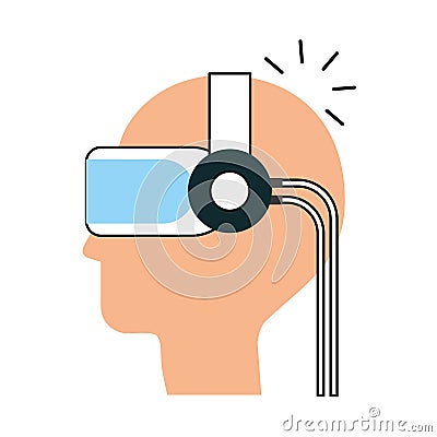 Gamer with virtual reality glasses Vector Illustration