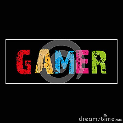 gamer word on black Stock Photo