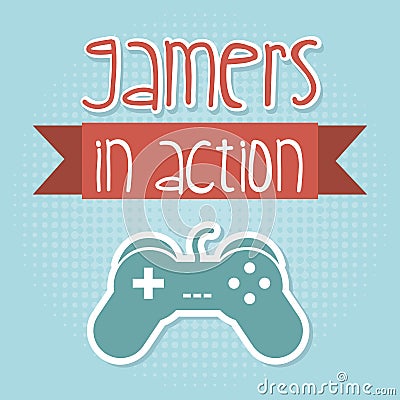 Gamers in action Vector Illustration