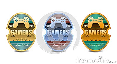 Gamers fan club stickers Vector Illustration