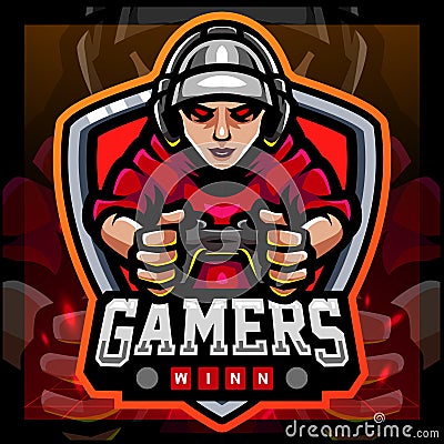 Gamers mascot. esports logo design Vector Illustration