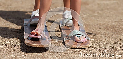 Games clogs race Stock Photo