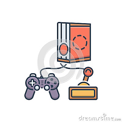 Color illustration icon for Games Console, playstation and game Cartoon Illustration