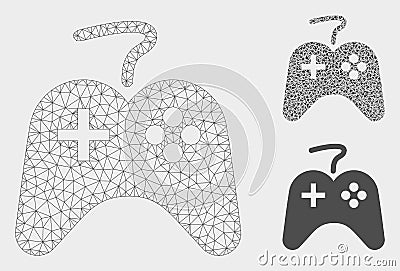 Games Console Vector Mesh Network Model and Triangle Mosaic Icon Vector Illustration