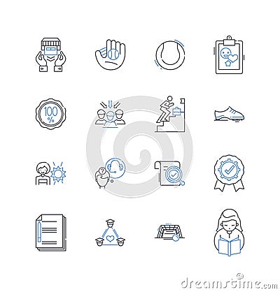 Games line icons collection. Strategy, Multiplayer, Adventure, Fantasy, Puzzle, Action, Simulations vector and linear Vector Illustration