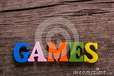 Games word made of wooden letters Stock Photo