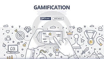 Gamification Doodle Concept Vector Illustration