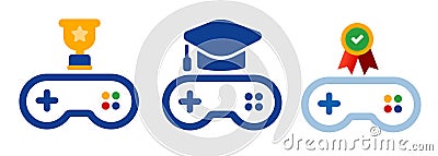 Gamification icon interactive engaging education gaming controller gamepad award Stock Photo