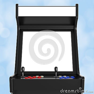 Gaming Arcade Machine with Blank Screen for Your Design. 3d Rend Stock Photo