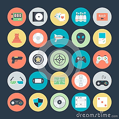 Gaming Colored Vector Icons 2 Stock Photo
