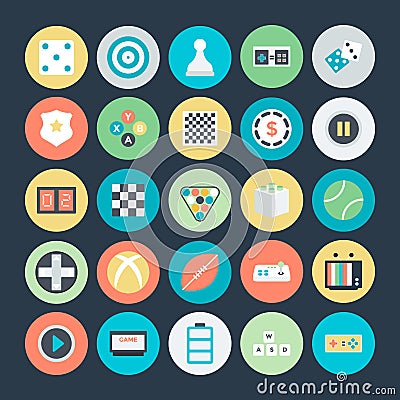 Gaming Colored Vector Icons 3 Stock Photo