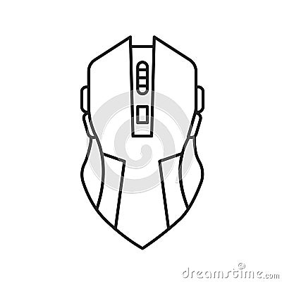 Gaming computer mouse black line icon. Input device. Effective in computer games. Pictogram for web page, mobile app, promo. Vector Illustration