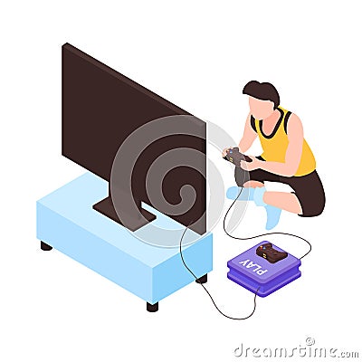 Gaming Console Addiction Composition Vector Illustration