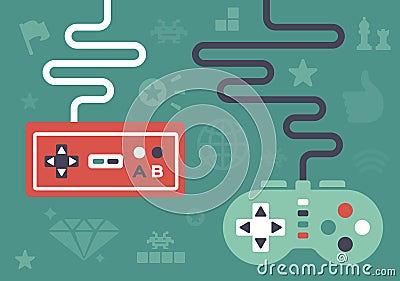 Gaming Controllers Vector Illustration