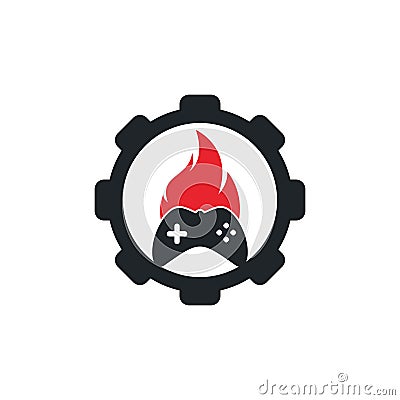 Gaming fire gear shape concept logo icon Vector Illustration