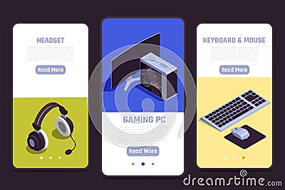 Gaming Gadgets Isometric Set Vector Illustration