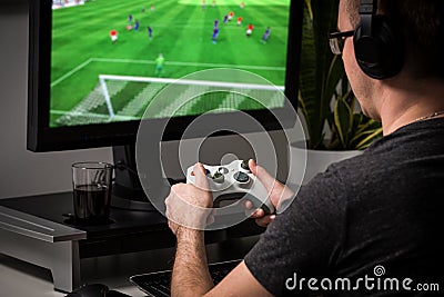 Gaming game play video on tv or monitor. Gamer concept. Stock Photo