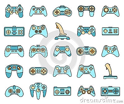 Gaming joystick icons set vector color Stock Photo