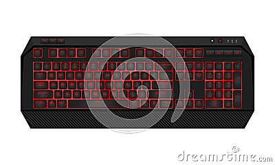 Gaming keyboard with LED backlit Stock Photo