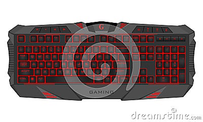 Gaming keyboard with LED backlit Stock Photo