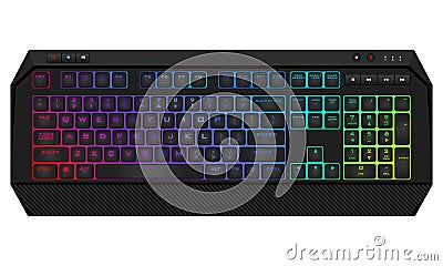 Gaming keyboard with LED backlit. Vector Illustration