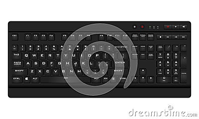 Gaming keyboard with LED backlit Stock Photo
