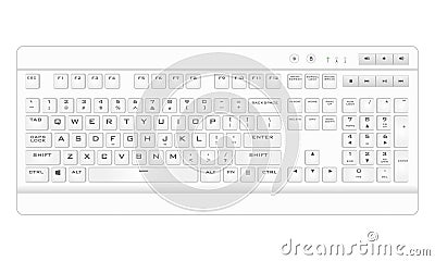 Gaming keyboard with LED backlit Vector Illustration