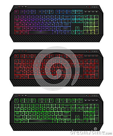 Gaming keyboard with LED backlit Stock Photo