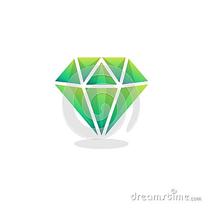 Gaming, precious crystal stone flat icon Vector Illustration