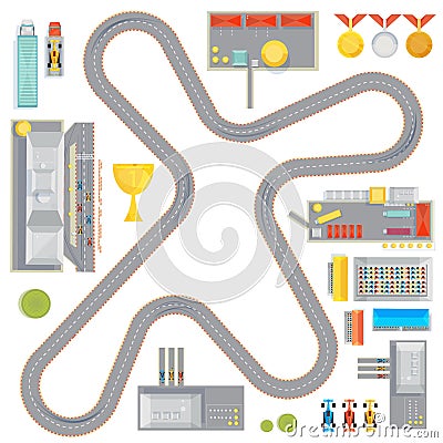 Gaming Race Track Composition Vector Illustration