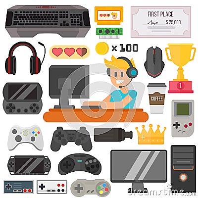 Gaming set. Cartoon Illustration