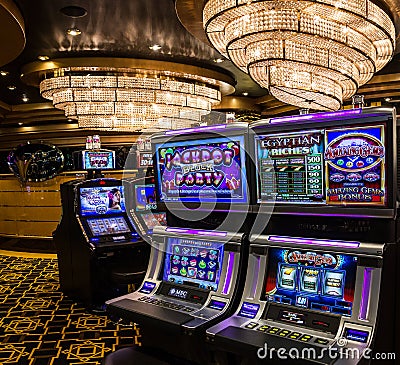 Gaming slot machines in gambling casino, Cruise liner Splendida, MSC Editorial Stock Photo